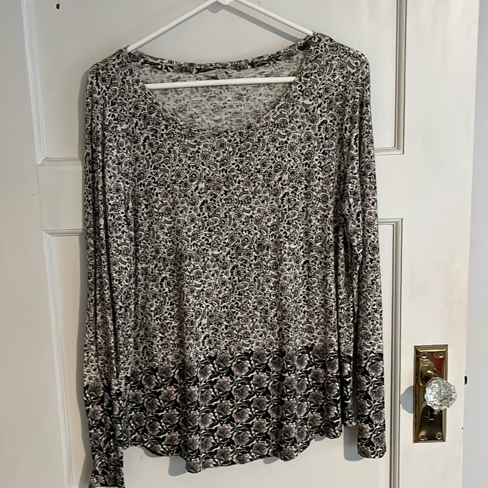 Lucky Brand long sleeve green and pale pink tunic